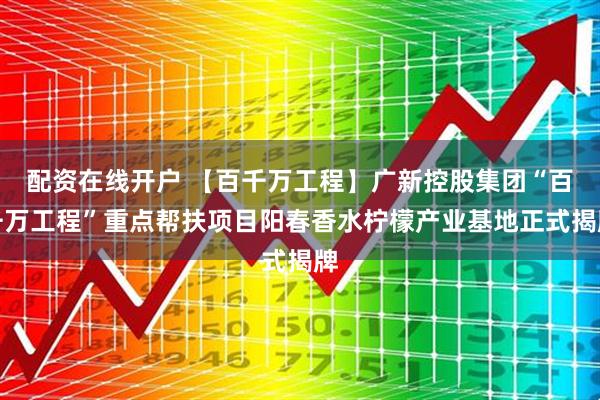 配资在线开户 【百千万工程】广新控股集团“百千万工程”重点帮扶项目阳春香水柠檬产业基地正式揭牌